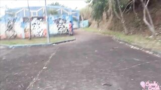 sweet 19 yo was pissing into outdoors and had to suck