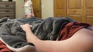 Father impregnates daughter while MILF is downstairs on the couch