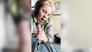 Sucking Off Penis with People inside Room
