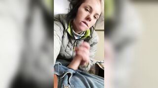 Sucking Off Penis with People inside Room