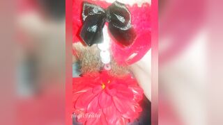 Unshaved Cunt Pee on the Red Huge Fowler Close up - Angel Fowler