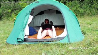 Sweet nudist redhead inside the tent