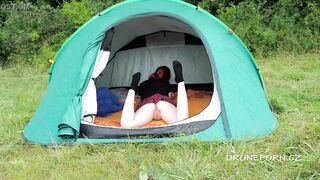 Sweet nudist redhead inside the tent
