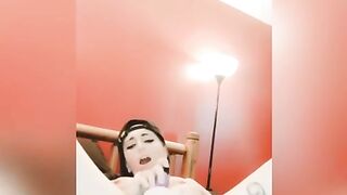 Inked Big Titted Gothic Gets Naked and Fucks herself to her Favorite Music