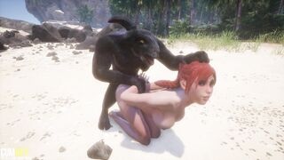 Demons Gang Bang Goddess on the Beach | Gang Bang Monster | 3D Porn Wild Life