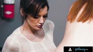 GIRLSWAY Big Tit Professor Becky Bandini Gets Caught by College Girl while Finger Fucked herself