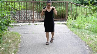 Risky Outside Fellatio at Park Bench by Hottie Amateur Mixed Beauty inside Busy Park People Walking near by