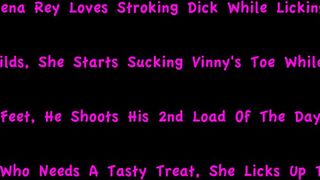 Petite chinese Bimbo Treats Cock, Nuts & Booty, Blows Feet & Licks Cream of Penis off her Wrinkled Sole