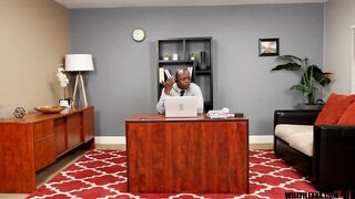 Blonde stacked secretary MARILYN JOHNSON takes penis from boss