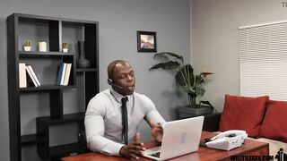 Blonde stacked secretary MARILYN JOHNSON takes penis from boss