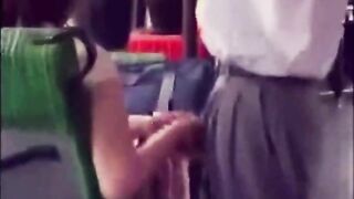Outside Bus Hand Job
