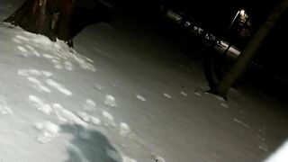 mom getting Nude into the Snow
