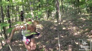 Nadia White get chase down and face fucked inside the jungle