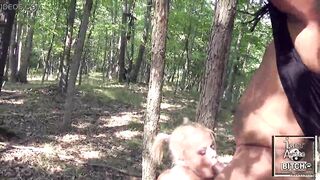 Nadia White get chase down and face fucked inside the jungle