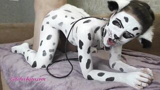 Voluptuous cunt with mouth Inside Dalmatian Costume Playfully Riding Cavalier