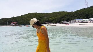 Up Yellow Dress NO LINGERIE in Outdoors # Bull Plug Flash at