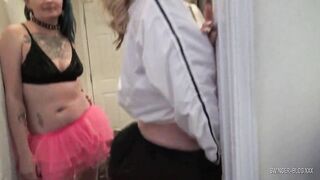 Swinger mom working two cocks at once in homemade tape