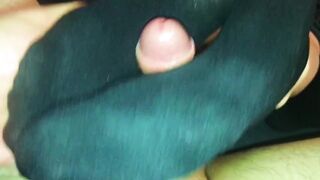 Amateur Footjob #71 Extremely Beauty Sockjob inside Black Ankle Sock
