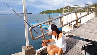 Outdoor NO PANTIES # Fishing without Panties among Fishermen