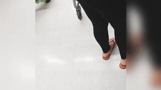 See through Leggings at Store into G-String BBW Latina Big Booty