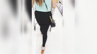 See through Leggings at Store into G-String BBW Latina Big Booty