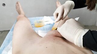 Hand Job After Brazilian Waxing - Penis Wax Depilation Masturbate