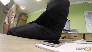LOAN4K. Agent offer blonde some money for on-line shop with