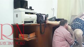 SPY CAMERA IN OFFICE. Lady Boss and Employee. Twat Lick. 2