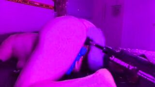 mom with Booty Plug Tail Gets Fucked Doggy Style by Machine!