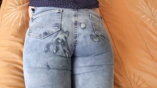 58-year-older Latin mother inside her bedroom, very excited, she calls