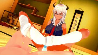 MINOTAUR CHAN LOVES DEVILS PEDICURE AND JERKS OFF a COCK WITH HIS HUGE FOOT : 3D Animated
