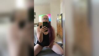Bombshell mom Kneeling inside Front of Mirror Having Fun with her Soaking Soak Vagina up Close Watch.