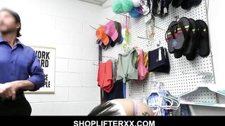 Skinny Dark Haired 18 Harley Haze Caught Shoplifting Dog Gets Nailed