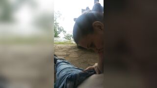 Using the Outdoors Chapel at the Park to got out of the Rain