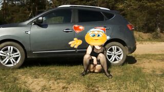 Lady Peeing on the Outdoors five - Golden Spray