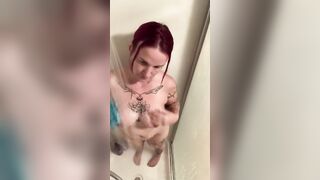 Camera inside Inked MILFs Shower Catches her Masterbation Session