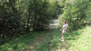 Beauty cougar Squirt inside an Abandoned Cabin Forest