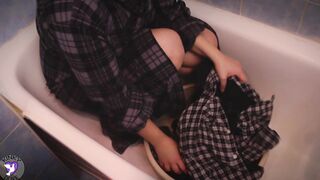 Blonde 18 Year Old Peed on her Bf's Clothes. Peeing Desperation. Peeing. Wetting Lingerie | Filthy Dove