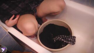 Blonde 18 Year Old Peed on her Bf's Clothes. Peeing Desperation. Peeing. Wetting Lingerie | Filthy Dove