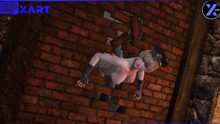 3D ANIMATED, a sluts get Stuck into a Hole and was Plowed from both Sides inside her Mouth and Anus