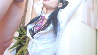 Submissive School Girl Gets a Long Cock down her Throat, Rough Facefuck