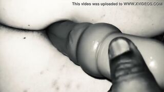 Hand and vibrator inside her getting tipsy
