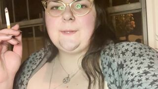Risky Smoking public with my BBW Hooters out