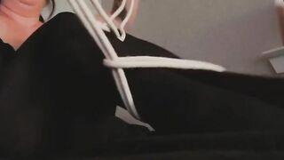 Tying myself up with Ropes inside Nylon Tights before my Bf Gets Home from Work