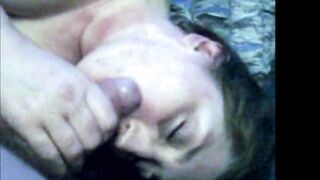 50 plus GILF with unhappy 'CUM FACE'