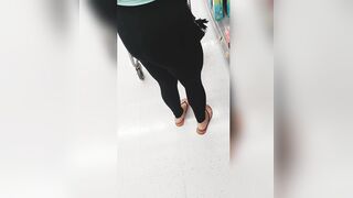 View through Pants at Store inside G-String BBW Hispanic Huge