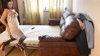 Banged! Rough his Stepmother Stretching her Booty with Movie