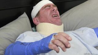 Long Butt Blonde Needs Dick While Her Hubby Is Injured