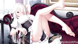 Anime Uncensored sexy inside Maid Costume Slowly Remove her Clothes for you and Performance her HUGE HOOTERS
