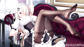 Anime Uncensored sexy inside Maid Costume Slowly Remove her Clothes for you and Performance her HUGE HOOTERS